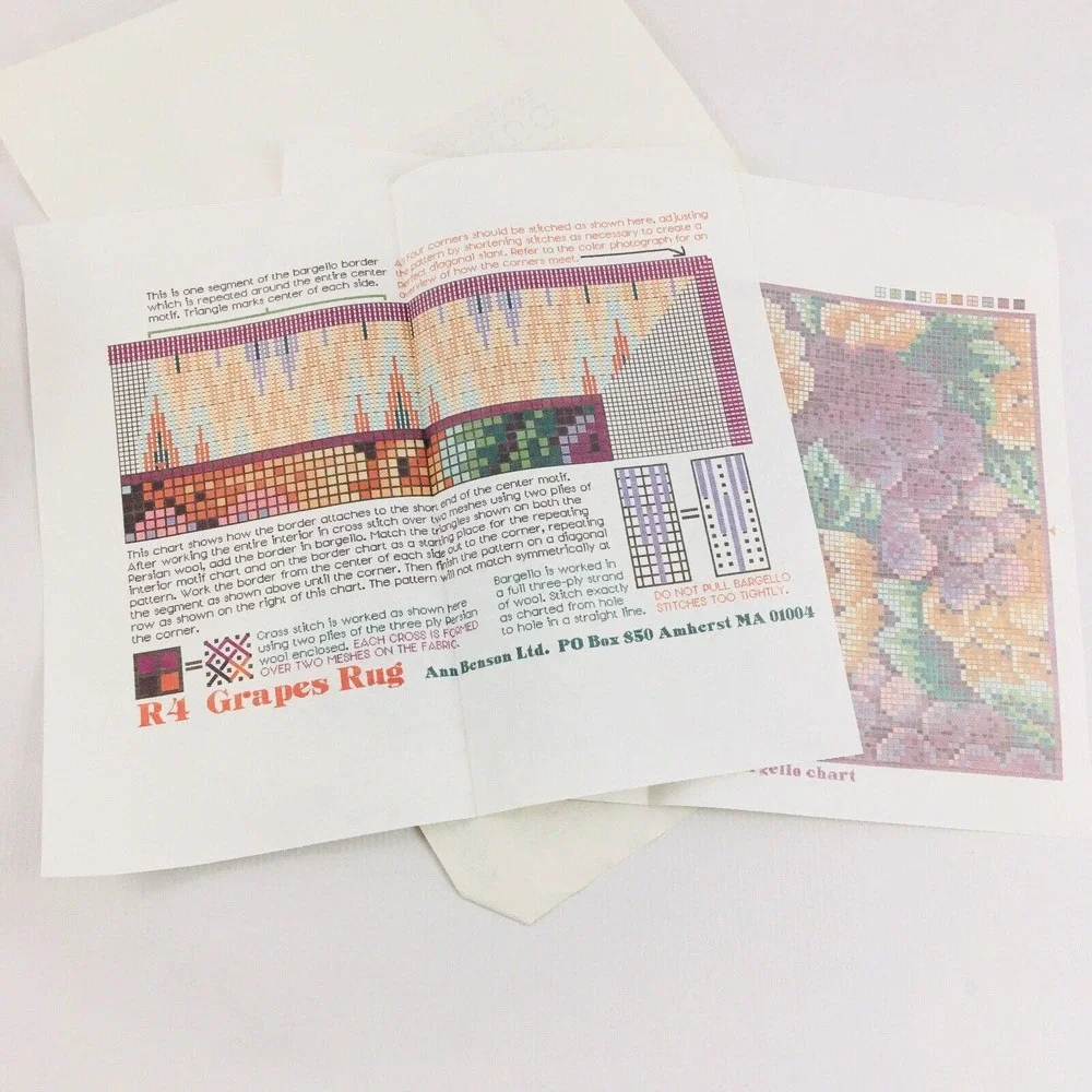 Ann Benson R4 Grapes Rug Kit 24x39 Fringed Gourmet Needlecrafts Flaws Complete‎